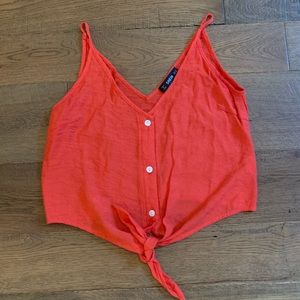 SHEIN Button Up Tie Tank